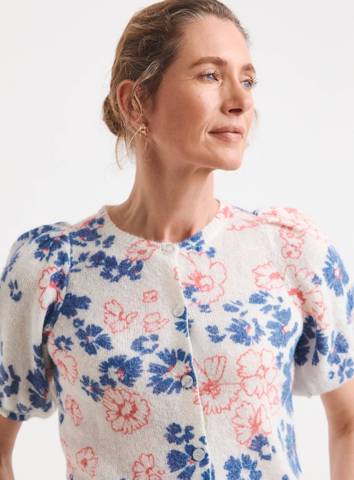 JD WILLIAMS Printed Short Sleeve Cardigan 28-30 - Image 3